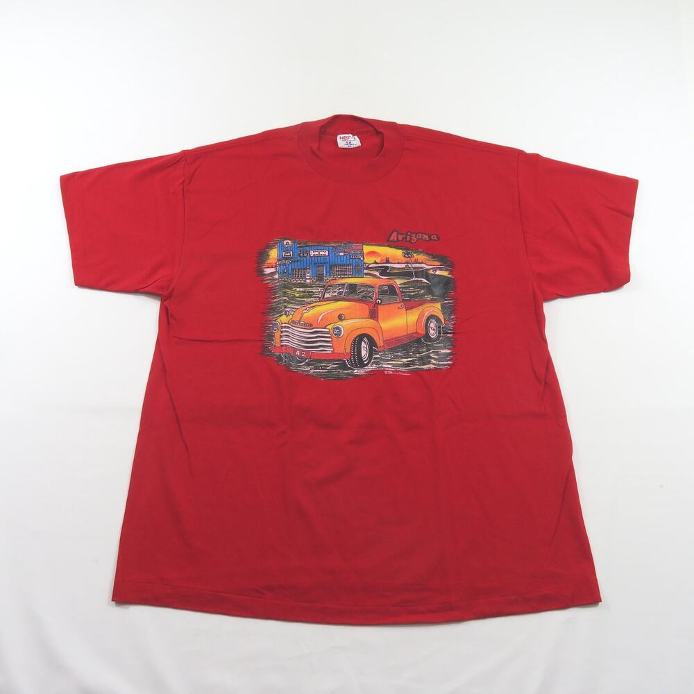 Arizona Classic Car Graphic T-shirt Red Sz 2XL Hef-T TeeJays 1990s NWOT